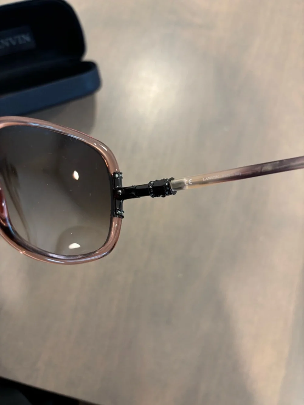Lanvin Brown Gradient Oversized Cat Eye Sunglasses with Case